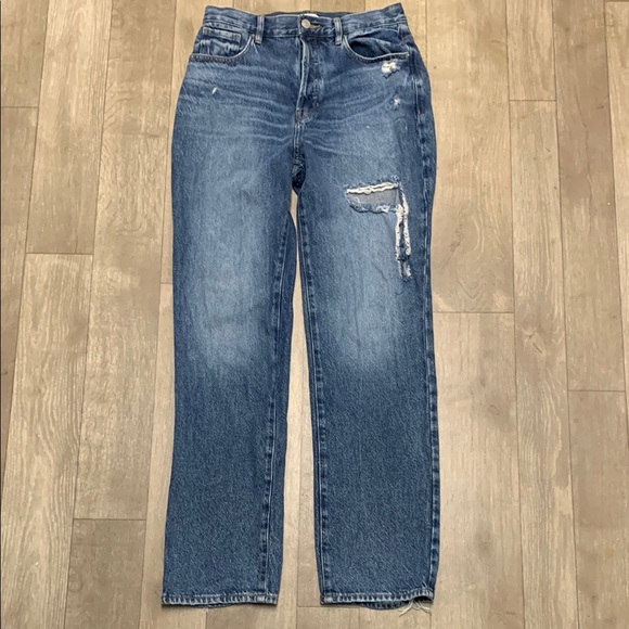Womens PacSun Dad Distressed Straight Leg High Rise Button Fly Jeans‎ - Picture 1 of 9